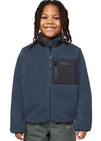 Fleecejacke Jack Wolfskin "ICE CURL JACKET K", Kinder, Gr. 176, midnight sky, Fleece, Obermaterial: 100% Polyester, normal, eingefasste Kante, Jacken Fleecejacke, W&auml;rmend, winddicht, &Uuml;bergangsjacke f&uuml;r Kinder