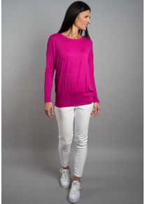 Langarmshirt Seidel Moden, Damen, Gr. 50, magenta, exklusiv bei otto, Jersey, Obermaterial: 95% Viskose, 5% Elasthan, unifarben, relaxed fit h&uuml;ftbedeckend, Rundhals, abgesteppt, Shirts Langarmshirt, mit breitem, elastischen Bund - MADE IN GERMANY