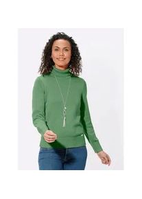 Rollkragenpullover Casual Looks "Pullover", Damen, Gr. 52, gr&uuml;n (apfel), 50% Baumwolle, 50% Polyacryl, meliert, unifarben, figurumspielend, Pullover Rollkragenpullover