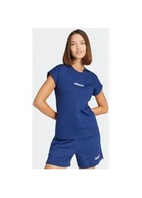 T-Shirt Adidas SPORTSWEAR "ESSENTIALS LINEAR COTTON", Damen, Gr. S, blau (dunkelblau, wei&szlig;), Obermaterial: 100% Baumwolle, normal, Rundhals, Shirts T-Shirt, sportlicher Stil, Kurzarm, ohne Verschluss, aus Baumwolle