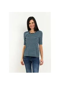 T-Shirt Seidel Moden, Damen, Gr. 46, blau (navy,69), Jersey, Obermaterial: 95% Viskose, 5% Elasthan, gestreift, regular fit taillenbedeckt, Rundhals, Shirts T-Shirt, mit Streifenmuster, MADE IN GERMANY