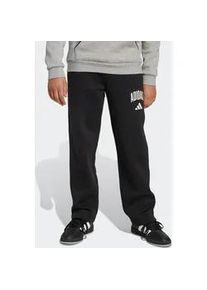 Sporthose Adidas SPORTSWEAR "SAISON ESSENTIALS COLLEGE TYPOGRAPHIE KINDER", Kinder, Gr. 152, N-Gr, schwarz-wei&szlig; (schwarz, wei&szlig;), Obermaterial: 55% Baumwolle, 36% Polyester, 9% Viskose, Hosen Sporthose, f&uuml;r Kinder und Teens, sportlicher Stil, mit Seitentaschen