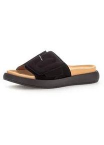 Pantolette Gabor, Damen, Gr. 44, schwarz, Ziegenveloursleder, unifarben, Schuhe Pantolette, Plateau, Sommerschuh, Schlappen mit gro&szlig;er Zierschnalle