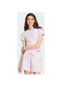 T-Shirt Adidas SPORTSWEAR "ESSENTIALS 3-STREIFEN SLIM BABY", Damen, Gr. XXL, lila (ice lavender, bliss lila), Obermaterial: 93% Baumwolle, 7% Elasthan, Rundhals, Shirts T-Shirt, schmale Passform, Rundhalsausschnitt, mit Elasthan-Anteil