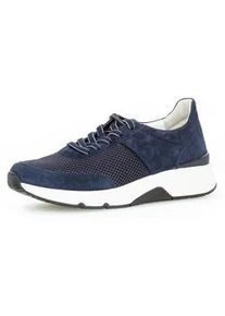 Gabor Keilsneaker ROLLINGSOFT, Damen, Gr. 38, blau (dunkelblau), Textil, Veloursleder, Schuhe, Freizeitschuh, Halbschuh, Schn&uuml;rschuh, Logoschriftzug an der Ferse