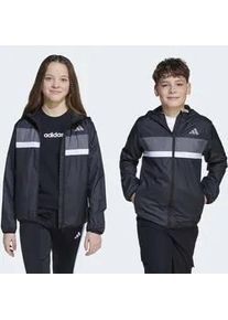 Windbreaker Adidas SPORTSWEAR "TIBERIO KINDER", Kinder, Gr. 164, schwarz, grau four, wei&szlig;, Obermaterial: 100% Polyester, normal, Jacken Windbreaker