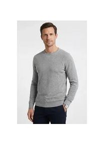 Rundhalspullover OLYMP "OLYMP Strick Casual", Herren, Gr. XL, grau, Obermaterial: 100% Baumwolle, schmal, Rundhals, Pullover Rundhalspullover, mit modischem Strukturmuster
