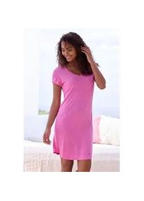 Nachthemd Vivance DREAMS, Damen, Gr. 40/42, N-Gr, pink (pink, meliert), Single Jersey, Obermaterial: 90% Viskose, 10% Polyester, meliert, Basic, bequem ca. Mitte Oberschenkel, V-Ausschnitt, Kleider Nachthemd, mit sch&ouml;nem Melange-Effekt