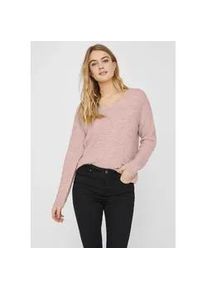 V&eacute;ro Moda V-Ausschnitt-Pullover VERO MODA "VMCREWLEFILE LS V-NECK BLOUSE NOOS", Damen, Gr. M, rosa (sepia rose melange), Strick, Obermaterial: 70% Polyacryl, 27% Nylon, 3% Elasthan, meliert, regular fit h&uuml;ftlang, V-Ausschnitt, Rippstrickb&uuml;ndchen, Pullover