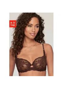 B&uuml;gel-BH Lascana, Damen, Gr. 85, Cup A, braun (schokolade), Spitze, Obermaterial: 90% Polyamid, 10% Elasthan, BHs B&uuml;gel-BH, mit Cut-Out rundherum aus Spitze, sexy Dessous