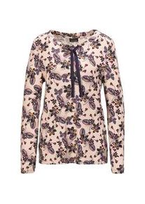 Print-Shirt GOLDNER "Kurzgr&ouml;&szlig;e Druckshirt in einzigartigem Look", Damen, Gr. 22, beige (sand, gemustert), Obermaterial: 95% Viskose CV. 5% Elasthan EL., figurumspielend, Sonstiges, Shirts, Ohne