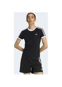 T-Shirt Adidas ORIGINALS "3-STREIFEN SLIM", Damen, Gr. XS, schwarz, wei&szlig;, Obermaterial: 93% Baumwolle, 7% Elasthan, Rundhals, Shirts T-Shirt, sanft anliegende Passform, ohne Verschluss, f&uuml;r sportlichen Look