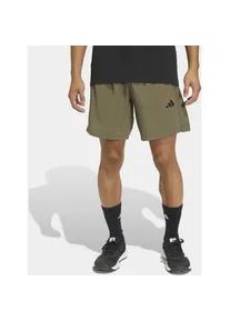 Shorts Adidas PERFORMANCE "WORKOUT ESSENTIALS BASE WOVEN", Herren, Gr. L, Lang, olive strata, Obermaterial: 100% Polyester, Hosen Shorts