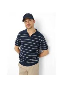 Rundhalspullover Brax "Style PASCAL", Herren, Gr. M (50), navy, Strick, 41% Baumwolle, 31% Leinen, 28% Lyocell, Pullover Rundhalspullover