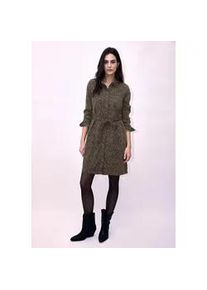 Blusenkleid STREET ONE STUDIO, Damen, Gr. 46, EURO-Gr&ouml;&szlig;en, leo printed overdyed, Jeans, Obermaterial: 56% Lyocell, 22% Polyester, 19% Viskose, 3% Elasthan; G&uuml;rtel: 56% Lyocell, 22% Polyester, 19% Viskose, 3% Elasthan, comfort fit kniebedeckend, V-Ausschnitt, Manschette, Kleider Blusenkleid, mit Bindeg&uuml;rtel zum Taillieren