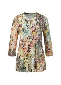 Print-Shirt GOLDNER "Kurzgr&ouml;&szlig;e Figurschmeichelndes Drucktunika-Shirt", Damen, Gr. 24, orange (pastell, gemustert), Obermaterial: 94% Viskose CV. 6% Elasthan EL., normal, Sonstiges, Shirts, Ohne