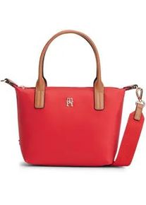 Tragetasche Tommy Hilfiger "POPETTE MINI TOTE", Damen, Gr. B/H/T: 30cm x 20cm x 14cm, rot, Textil, Taschen, Damen Umh&auml;ngetasche, Minibag mit abnehmbarem Umh&auml;ngeriemen