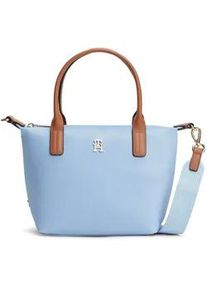 Tragetasche Tommy Hilfiger "POPETTE MINI TOTE", Damen, Gr. B/H/T: 30cm x 20cm x 14cm, hellblau, Textil, Taschen, Damen Umh&auml;ngetasche, Minibag mit abnehmbarem Umh&auml;ngeriemen