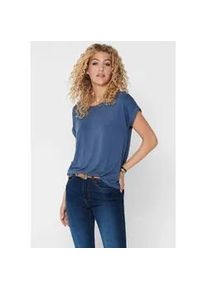 T-Shirt Only "ONLMOSTER &ndash; Kurzarmshirt mit Aufschlag und klassischem Look", Damen, Gr. L, vintage indigo, Jersey, Obermaterial: 75% Viskose, 20% Polyester, 5% Elasthan, unifarben, regular fit normal, Rundhals, mit Aufschlag, Shirts T-Shirt, unifarben, casual, regular fit, Viskosemischung, Rundhals