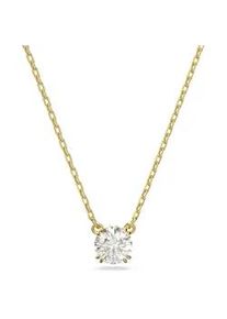 Kette mit Anh&auml;nger Swarovski "Stilla Round", gold (gelbgoldfarben, kristallwei&szlig;), Halsketten, Damen, Metall, L: 42 B: 0,9mm, mit Swarovski Kristall, B:0,9mm