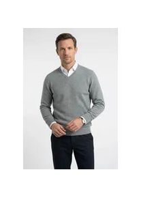 V-Ausschnitt-Pullover OLYMP "OLYMP Strick Casual", Herren, Gr. 4XL, grau (silbergrau), Obermaterial: 100% Schurwolle, tailliert, V-Ausschnitt, Pullover, klassischer Strickpullover