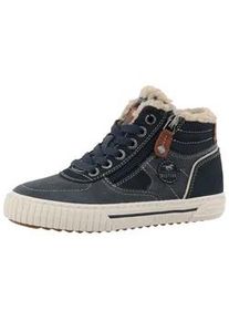 Sneaker Mustang SHOES "Ezio", Damen, Gr. 34, navy, Lederimitat, Schuhe Sneaker, High Top Sneaker, Schn&uuml;rboots mit Rei&szlig;verschluss