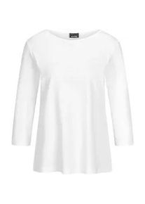 Kurzarmshirt GOLDNER "Basic Shirt mit U-Boot-Ausschnitt", Damen, Gr. 42, wei&szlig; (cremewei&szlig;), Obermaterial: 100% Baumwolle CO., Modisch, Shirts, U-Boot-Ausschnitt