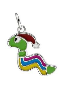 Kettenanh&auml;nger Jobo "Anh&auml;nger Kinderanh&auml;nger Wurm Regenwurm", mehrfarbig, Schmuckanh&auml;nger, M&auml;dchen, Silber 925 (Sterlingsilber), Kettenanh&auml;nger, 925 Silber bunt emailliert