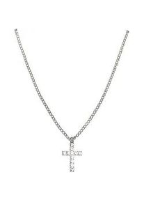 Edelstahlkette Urban Classics "Urban Classics Unisex Diamond Cross Necklace", silber, Halsketten, Damen, onesize, Edelstahlkette