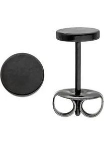 Paar Ohrstecker Jobo, silber (edelstahlfarben), Ohrringe, Damen, 6mm, Edelstahl, STUDS Edelstahl schwarz beschichtet
