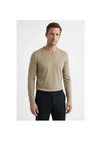 Rundhalspullover OLYMP "OLYMP Strick Casual", Herren, Gr. S, braun (camelfarben), Obermaterial: 100% Baumwolle, schmal, Rundhals, Pullover Rundhalspullover, Crew Neck
