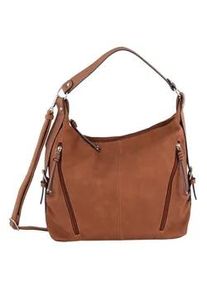 Hobo Tom Tailor "CAIA Hobo bag", Damen, Gr. B/H/T: 37cm x 30cm x 14cm, braun (cognac), Lederimitat, Polyurethan (PU), Taschen Hobo, in schlichter Optik