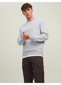 Jack & Jones Sweatshirt JACK & JONES "JJESTAR BASIC SWEAT CREW NECK NOOS", Herren, Gr. M, grau (hellgrau meliert), angeraute Sweatware, Obermaterial: 70% Baumwolle, 30% Polyester, meliert, unifarben, loose fit normal, Rundhals, Rippb&uuml;ndchen, Sweatshirts Sweatshirt