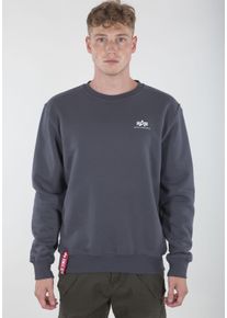 Sweatshirt Alpha Industries "Basic Sweater small Logo", Herren, Gr. S, grau (grauschwarz), angeraute Sweatware, Obermaterial: 100% Baumwolle, bedruckt, normal normal, Rundhals, Rippb&uuml;ndchen, Sweatshirts Sweatshirt, Baumwollmischung, regular fit