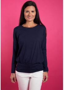 Langarmshirt Seidel Moden, Damen, Gr. 34, blau (navy, exklusiv bei otto), Jersey, Obermaterial: 95% Viskose, 5% Elasthan, unifarben, relaxed fit h&uuml;ftbedeckend, Rundhals, abgesteppt, Shirts Langarmshirt, mit breitem, elastischen Bund - MADE IN GERMANY