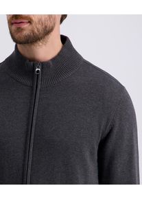 Strickjacke Pierre Cardin "Strickjacke StKrgRV", Herren, Gr. L, grau (anthrazit), Strick, Obermaterial: 100% Baumwolle, unifarben, regular fit normal, ohne Ausschnitt, Rippb&uuml;ndchen, Strickjacken Strickjacke, mit Taschen