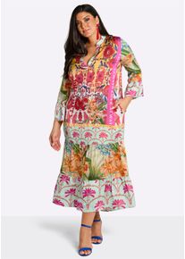 sheego loves miss goodlife sheego Gro&szlig;e Gr&ouml;&szlig;en Maxikleid mit Volantstufen, mint-pink-bedruckt, Gr&ouml;&szlig;e 44 - Damen