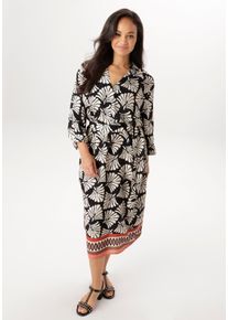 sheego Gro&szlig;e Gr&ouml;&szlig;en Blusenkleid, schwarz-wei&szlig;-orange, Gr&ouml;&szlig;e 46 - Damen