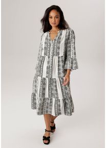 sheego Gro&szlig;e Gr&ouml;&szlig;en Midikleid, wei&szlig;-schwarz, Gr&ouml;&szlig;e 50 - Damen