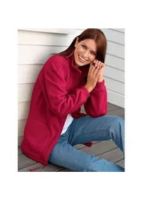 Fleecejacke Casual Looks, Damen, Gr. 44, rot (dunkelrot), 100% Polyester, unifarben, l&auml;ssig geschnitten, Jacken Fleecejacke