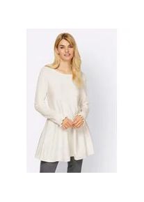 Strickpullover Heine "Pullover", Damen, Gr. 40, beige (ecru), 70% Viskose, 30% Polyamid, unifarben, Pullover Strickpullover