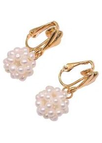 Paar Ohrh&auml;nger Firetti "Schmuck Geschenk Ohrschmuck Patentbrisur Perlen", gold (gelbgoldfarben, wei&szlig;), Ohrringe, Damen, 3mm, Messing Perlen, Messing, Perlen, Made in Germany - mit Naturperle, S&uuml;&szlig;wasserzuchtperle