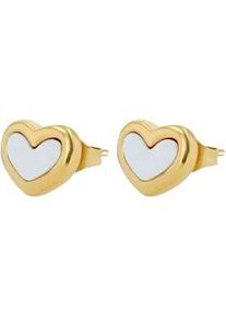 Adelia&acute;s Paar Ohrh&auml;nger ADELIA ́S "Damen Ohrringe &ndash; Ohrstecker Herz aus Edelstahl mit Perlmutt", Damen, Gr. Damen, Edelstahl, gold, Ohrringe, Ein kleines Geschenk mit gro&szlig;er Wirkung