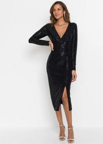 bonprix Kleid mit Pailletten, schwarz, Gr.48/50 (XL), Stylisches Kleid mit eng anliegender Passform