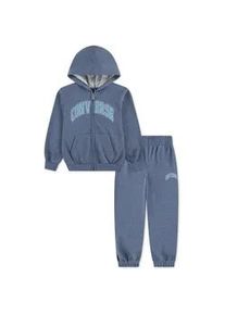 Jogginganzug Converse "CNVB HERITAGE FT FULL ZIP SET", Jungen, Gr. 134/140, blau (slacker blau heather), Obermaterial: 60% Baumwolle, 40% Polyester, Sportanz&uuml;ge Jogginganzug, f&uuml;r Kinder