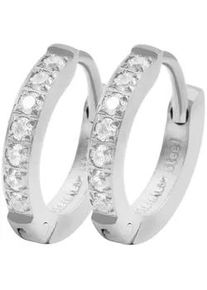 Adelia&acute;s Klappcreolen ADELIA ́S "Damen Ohrringe &ndash; Klappcreole aus Edelstahl mit Strass Steinchen", Damen, Gr. Damen, Edelstahl, silber, Ohrringe Klappcreolen, Ideal zum Verschenken &ndash; schlicht und stilvoll