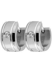 Adelia&acute;s Klappcreolen ADELIA ́S "Damen Ohrringe &ndash; Klappcreole aus Edelstahl mit Strass Steinchen", Damen, Gr. Damen, Edelstahl, wei&szlig;, Ohrringe Klappcreolen, Geschenkidee: zeitlos und vielseitig