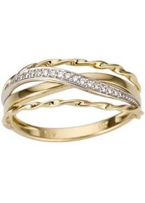 Goldring Firetti "Schmuck Geschenk Gold 585, tlw. mehrreihig, bicolor, massiv" Gr. 17, wei&szlig; (gelbgoldfarben, wei&szlig;goldfarben, wei&szlig;), Fingerringe, Damen, 17, 0,07 P2 = erkennbare Einschl&uuml;sse, Diamanten Gelbgold 585 Wei&szlig;gold 585, 6mm, Diamanten, Gelbgold 585, Wei&szlig;gold 585, Goldring, mit Brillanten