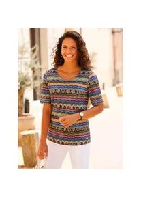 Kurzarmshirt Casual Looks "Shirt", Damen, Gr. 40, bunt (erika, marine, bedruckt), 100% Baumwolle, gemustert, mehrfarbig, Rundhals, Shirts