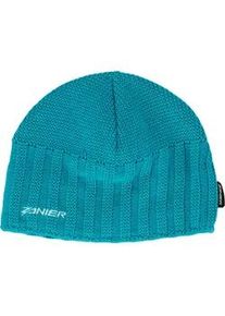 Beanie Zanier "Isar UX", blau, 50% Polyacryl, 50% Wolle, unifarben, M&uuml;tzen Beanie, mit w&auml;rmendem Strickmuster